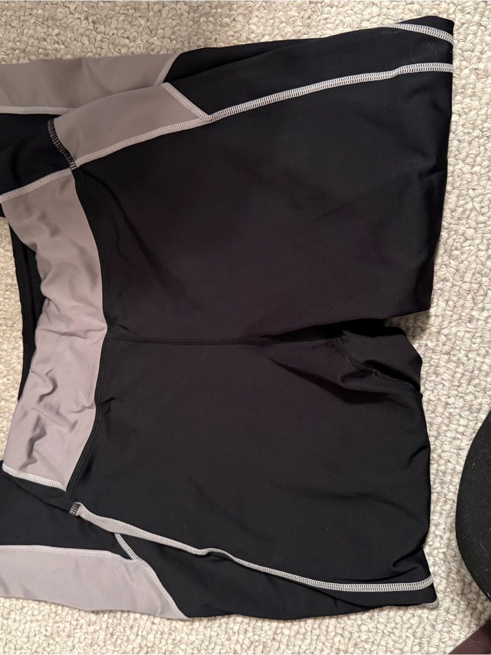 SHEIN Black and Light Gray Seam-Trim Athletic Shorts